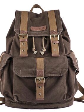 Vintage Canvas Brown Men’s Backpack - Unbranded